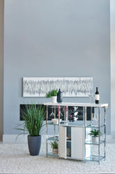 Coaster Gallimore 2-door Bar Cabinet with Glass Shelf High Glossy White and Chrome Model 182757